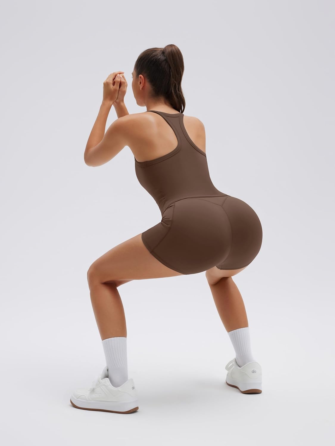 SUUKSESS Women 2 Piece Workout Sets High Waisted Biker Shorts with Pockets Built in bra Racerback Tank Tops - Image 3