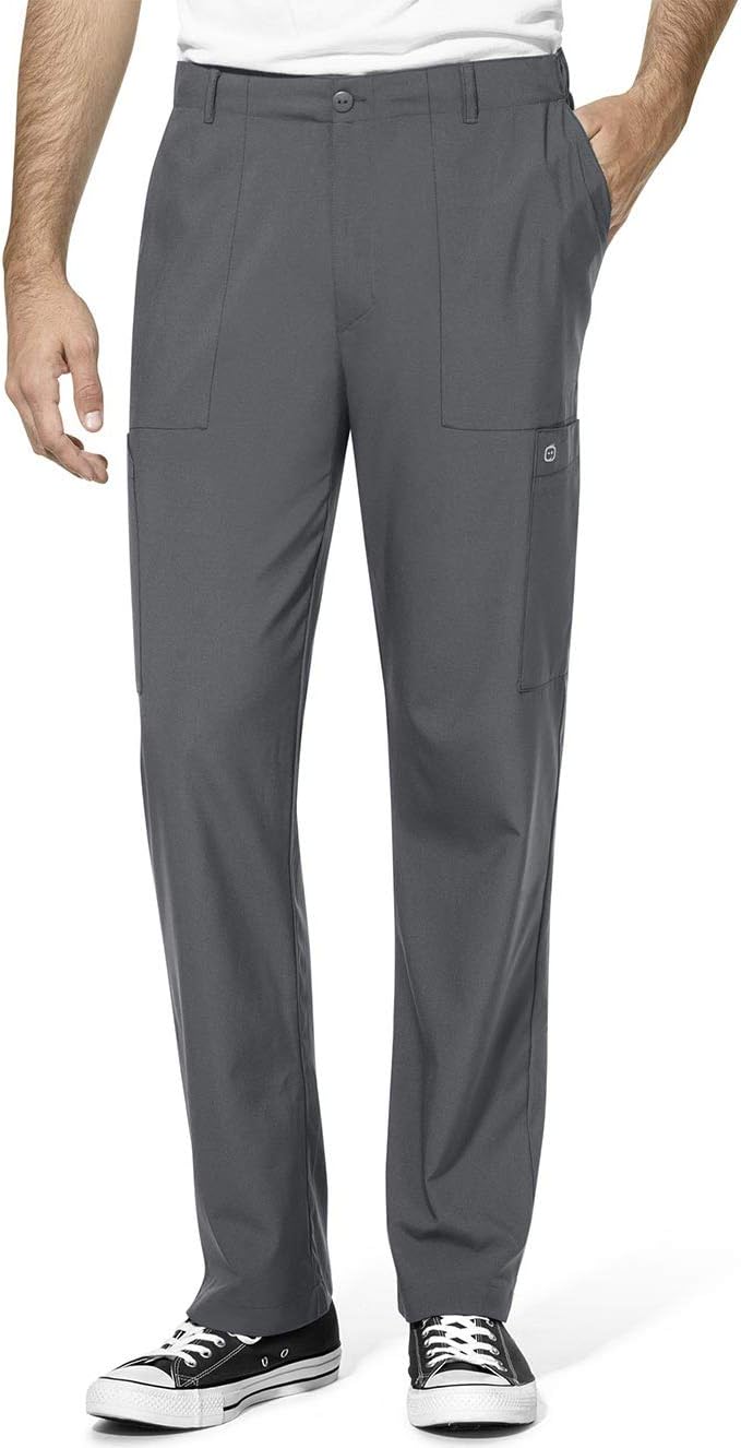 Wink W123 Men's Flat Front Cargo Scrub Pant, Pewter, S