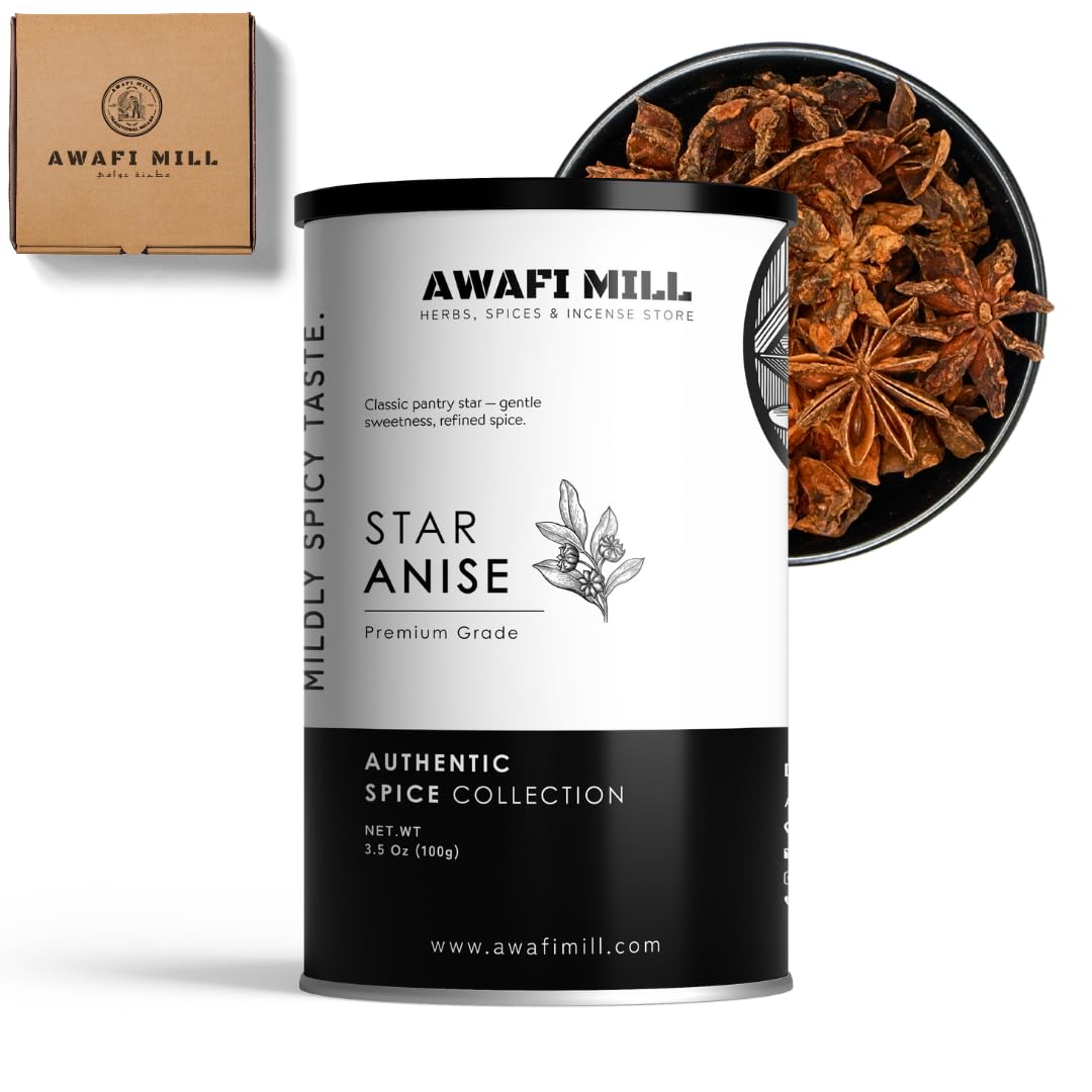 AWAFI MILL Whole Star Anise Spice - Exotic Flavor Infusion - Culinary Essential for Gourmet Delights - Aromatic Spice for Inspired Cooking - 100 g | 3.5 Oz