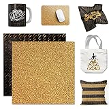 WOWOCUT Infusible Transfer Ink Sheets, Black and Gold Glitter Heat Transfer Paper 2 Packungen Bundle, 30,5 x 30,5 cm Sublimation Sheet for Cricut Machine DIY T-Shirt for Girls,Mugs,Canvas Tote