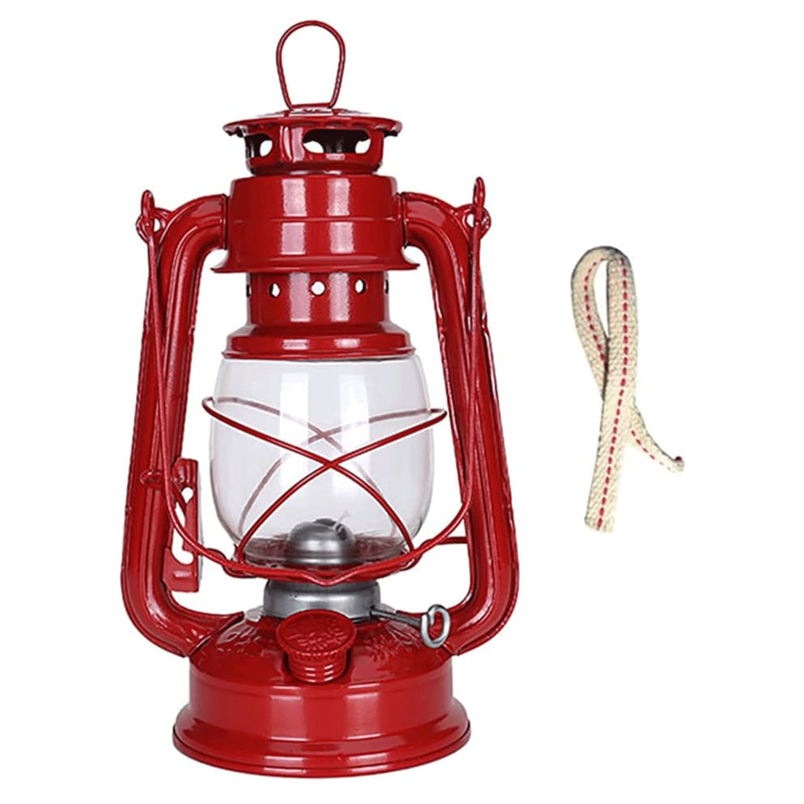 Kerosene Lamps, Hanging Hurricane Lamp Tabletop Decor Home Emergency Lighting Patio Decoration(Red)