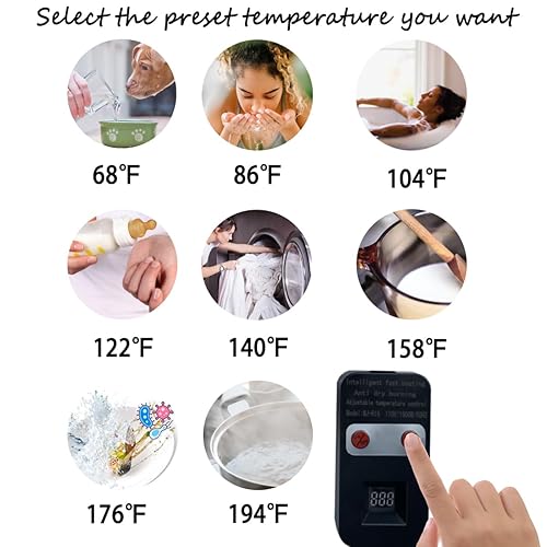 Miniatura 4 de HAIYEATBNB Calentador de agua de inmersión, calentador de cubo eléctrico con control de temperatura ajustable, evita el funcionamiento en seco,