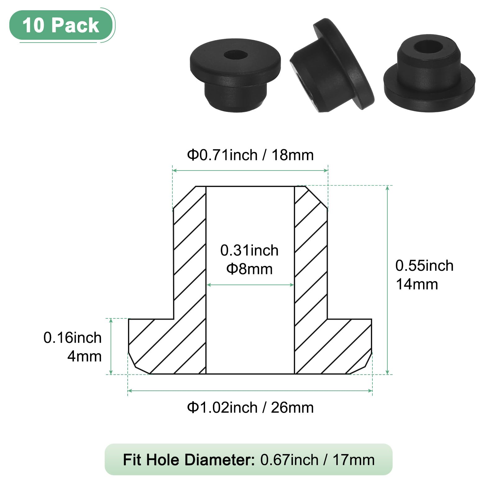 M METERXITY 10-Pack 11/16 Inch Drill Hole, 5/16 Inch ID Silicone Rubber Grommets for Wiring Wire Cable, Hole Plugs - Image 3