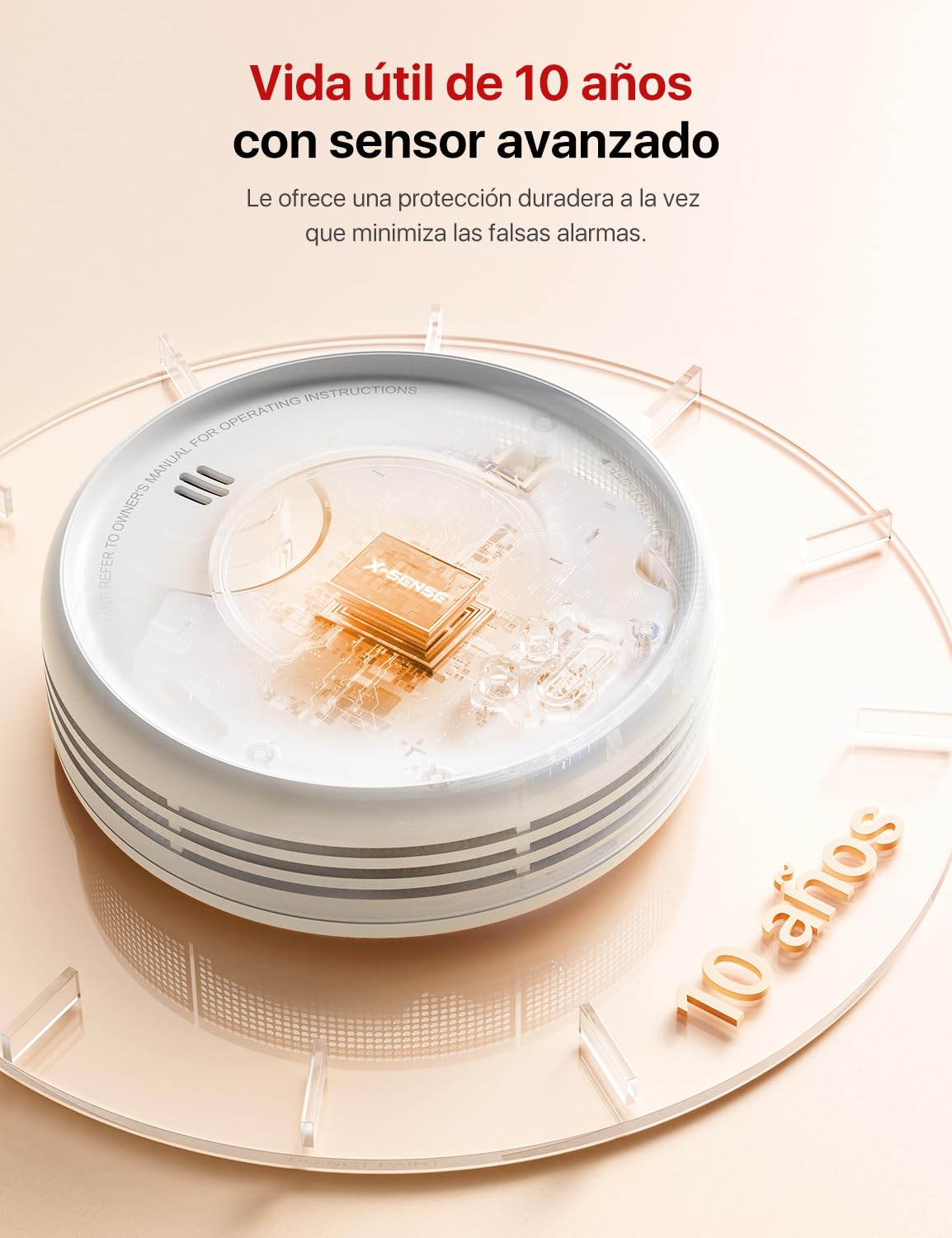 Detector de Humo Inteligente X-Sense con Montaje Magnético, Interconectado Inalámbrico, Batería Reemplazable de 10 Años, Función App Requiere Estación Base SBS50, Modelo XS0D-MR, 3 Unidad