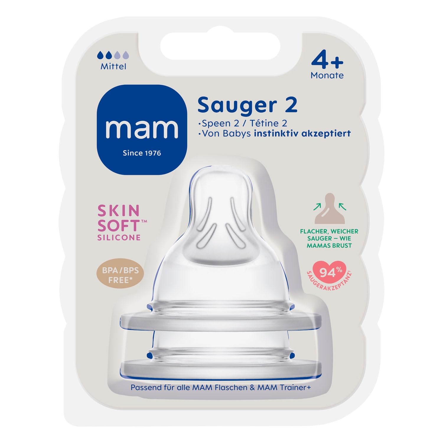 MAM Anti Colic Flasche 260 ml 4er Pack inkl. 8 Sauger // Größe 1 & 2 ab Geburt