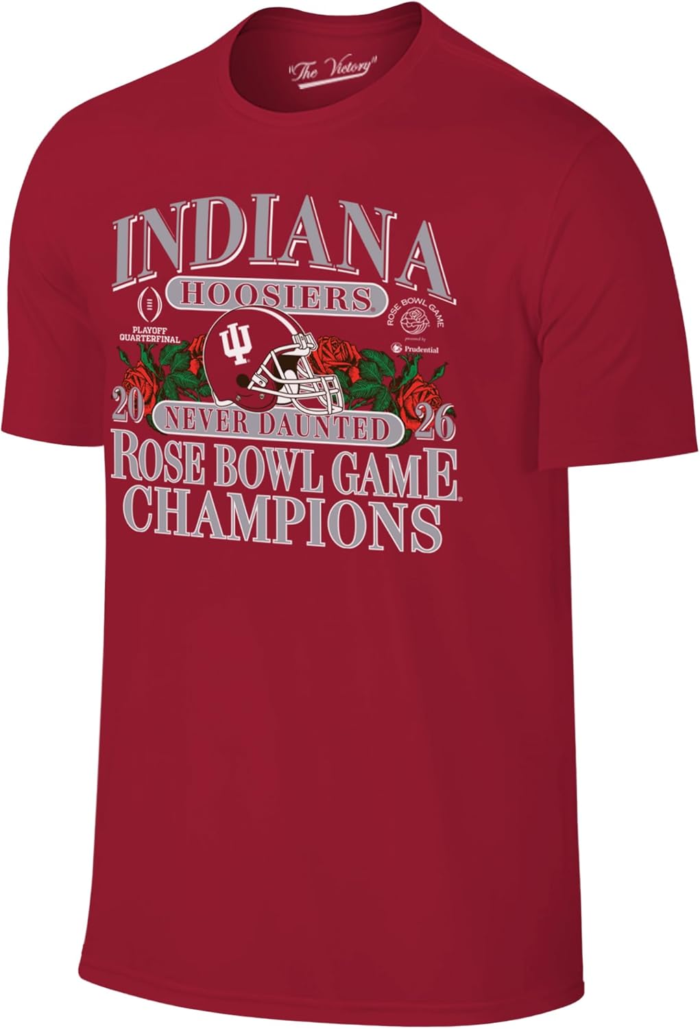 Indiana Hoosiers Rose Bowl Champs 2026 Pile of Roses Helmet 100% Cotton T-Shirt Cardinal