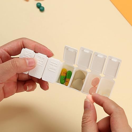 Miniatura 7 de Smalibal Mini pastillero para pastillas, división, 7 rejillas, rectangular, división, para tabletas, productos del hogar, organizador de pastillas