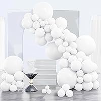 PartyWoo White Balloons 140 pcs Different Sizes Pack of 18 12 10 5 Inch Matte White Latex Balloon Arch Kit Garland for...