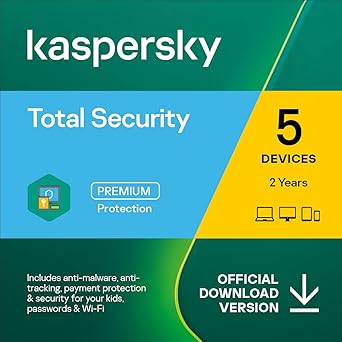 Kaspersky Total Security 2022 | 5 Devices | 2 Years | Antivirus, Secure VPN and Password Manager Included | PC/Mac/Android | UK Online Code