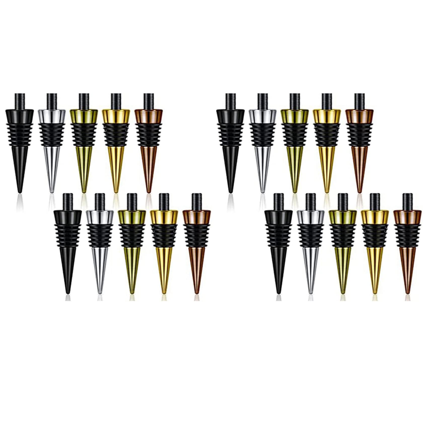Oewwthy 20 Pieces Blank Bottle Stopper with Threaded Post Metal Wine Stopper Inserts Set Hardware for Wood Turning DIY Project