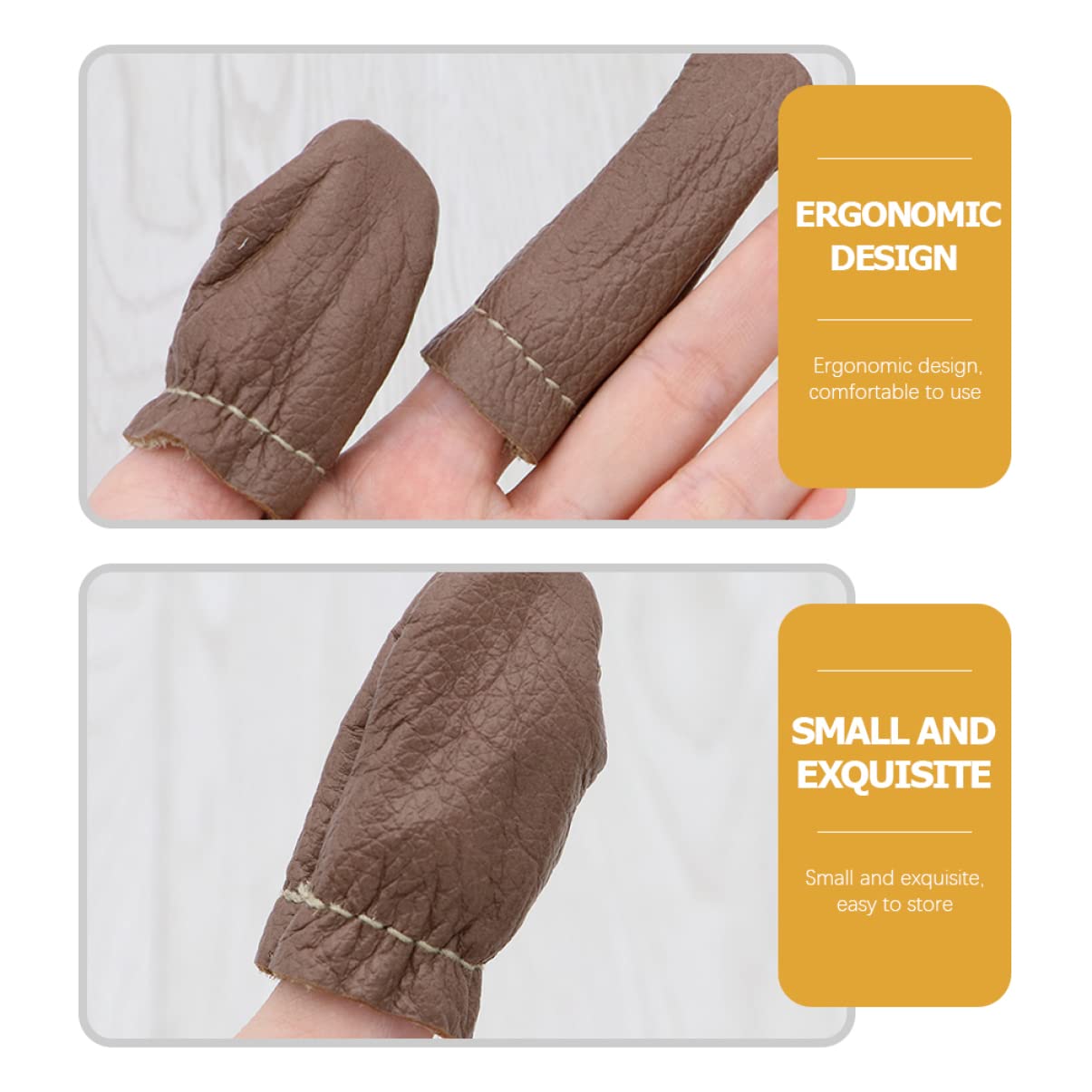 TOVINANNA 5 Pairs Leather Thimble Finger Protector Braces Needle Finger Cots Index Finger DIY Cots Thumb Guard Finger Protectors for Felting Thimble Finger Protector Finger Shield Cowhide