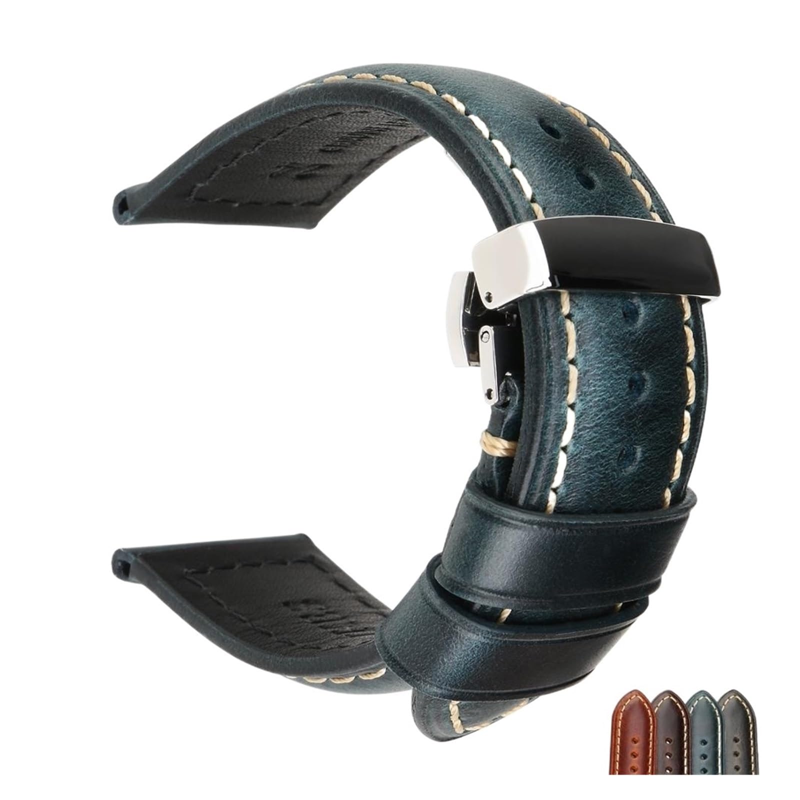 INEOUT Bracelet De Montre En Cuir Veau Unisexe À La Mode 18mm 19mm 20mm 22mm 24mm 26mm Ciré L'huile