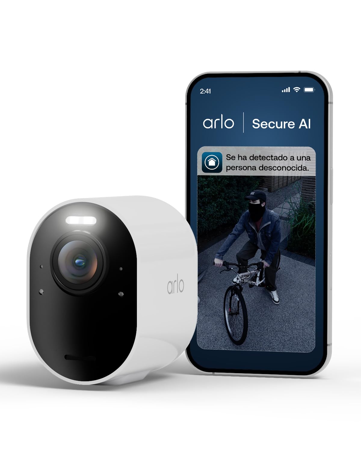 Arlo Ultra 3 Camara de Vigilancia WiFi Exterior 4K, Seguridad Interior, Sensor de Movimiento, Alarmas para Casa, Visión Nocturna Color, Prueba de Secure App Incluida, 1 Cámara, Blanca