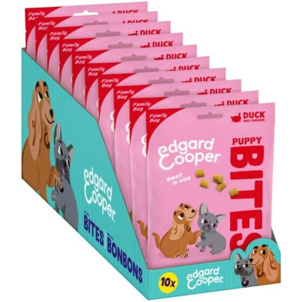 Edgard & Cooper Golosinas naturales - Bocaditos para Cachorros - Pato y Pollo (Pequeño) - (10 x 120g), Sin cereales, carne fresca , llena de aminoácidos esenciales para un estómago sano