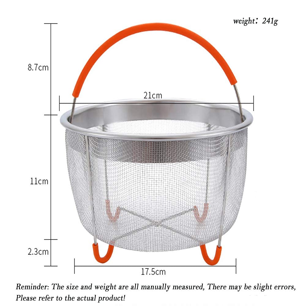 BRONG Cottura a Vapore Pentola a Pressione Inox 6QT Instant Pot con Manico per Carne e Cestello Uova