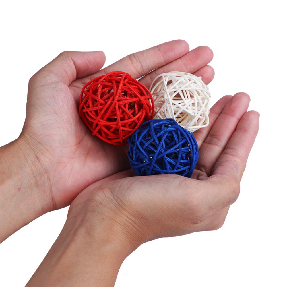 Amazon.co.jp: 赤と白と青のラタンボール18個 7月4日 ウィッカーボール