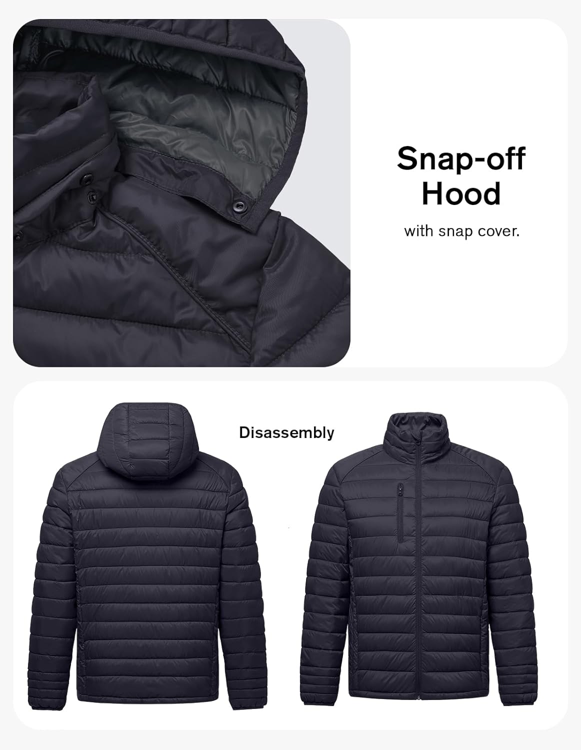 fit space Classic Puffer Jacket for Girl Boy Synthetic Down Jacket Lightweight Winter Warm Coat Padded Quilted Zip-Off Hood