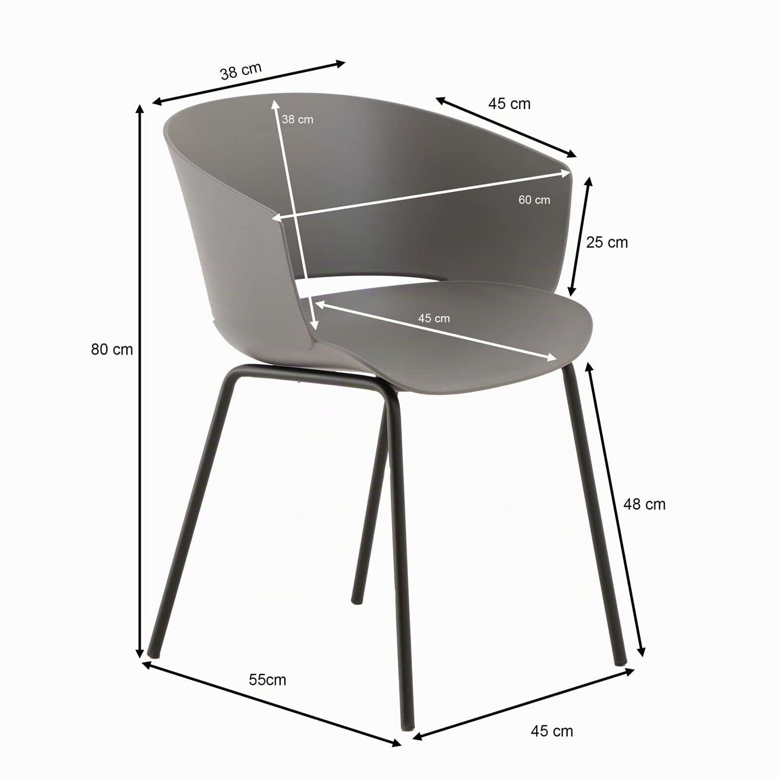 IDIMEX Gartenstuhl NIVEL im 4er Set aus Alu und Kunststoff in grau, schlanker Terrassenstuhl aus Polypropylen und Metall, Sitzschale UV-beständig