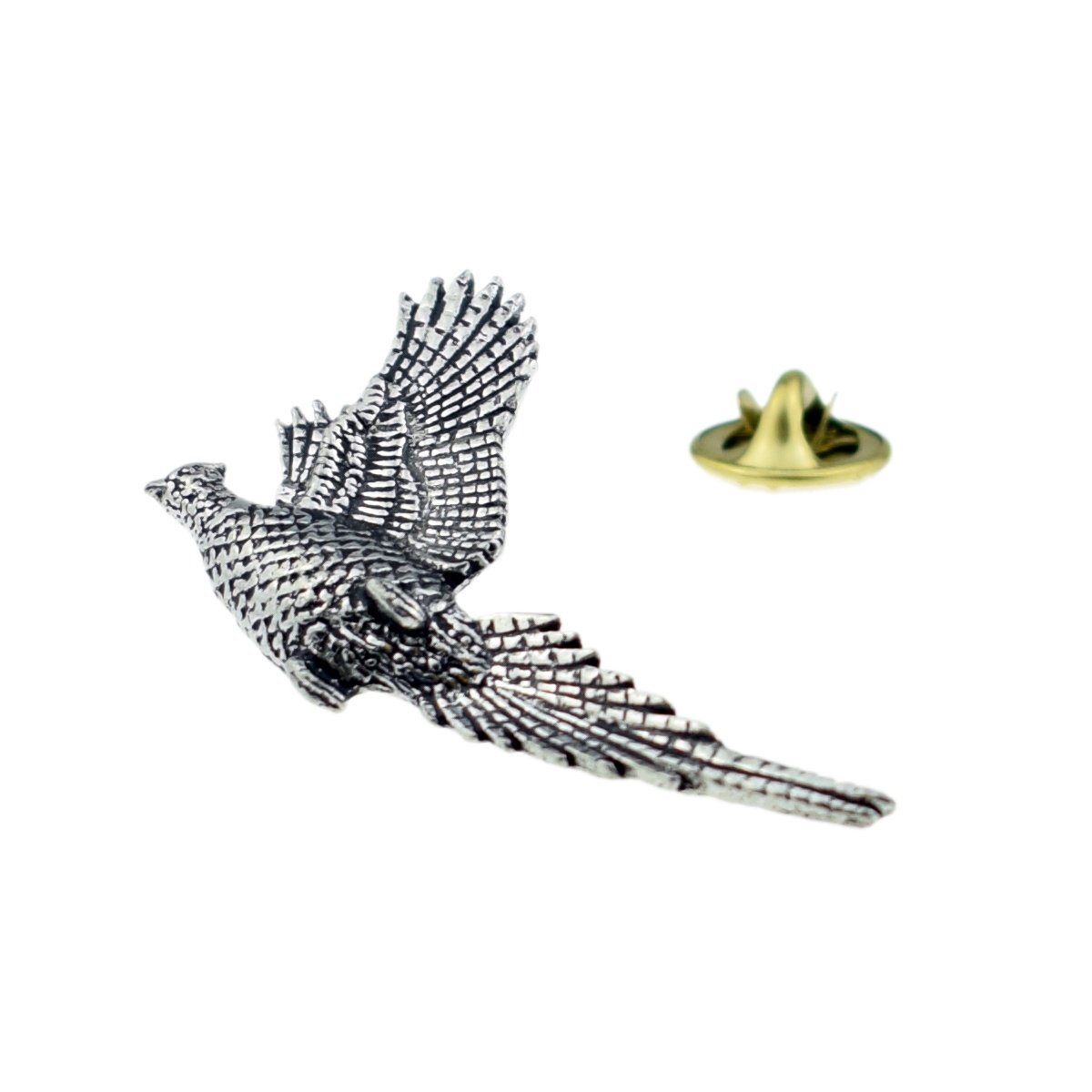 Gtr Silver B24 Rising Pheasant Bird English Pewter Lapel Pin Badge Xtspbb24