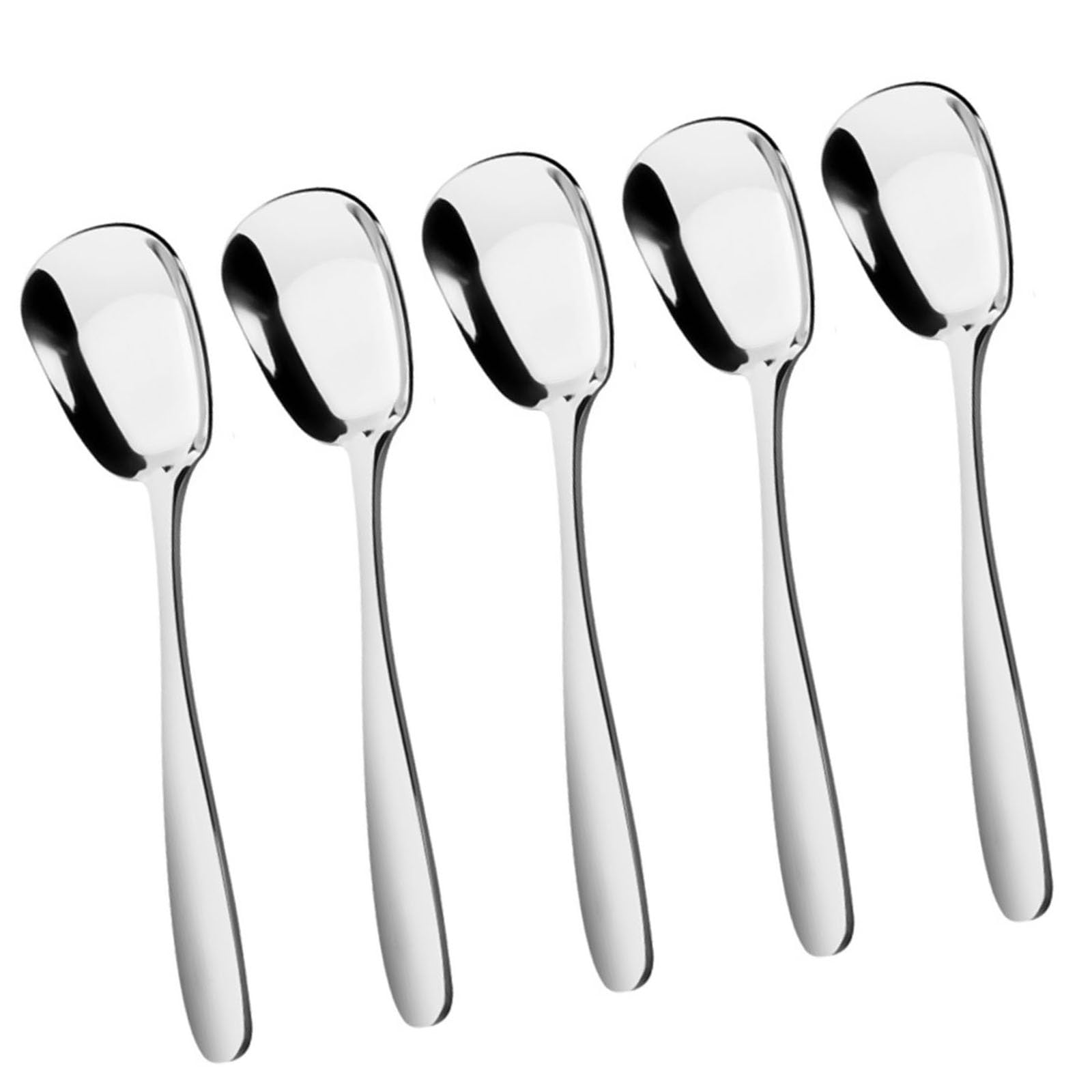 MALSSE Of 10 Multipurpose Spoons with Square Functional Square Head Stainless Steel Spoons for Cooking Enthusiasts Dessert