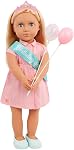Our Generation 18-Inch Ballerina Doll Aubrie in Ballet Outfit Set, poupées 18-inch poupée ballerine aux yeux bleus qui s'ouvrent et se ferment, cheveux rouges ondulés, tenue de ballet, et jeu de mix-and-match, 5+ Années