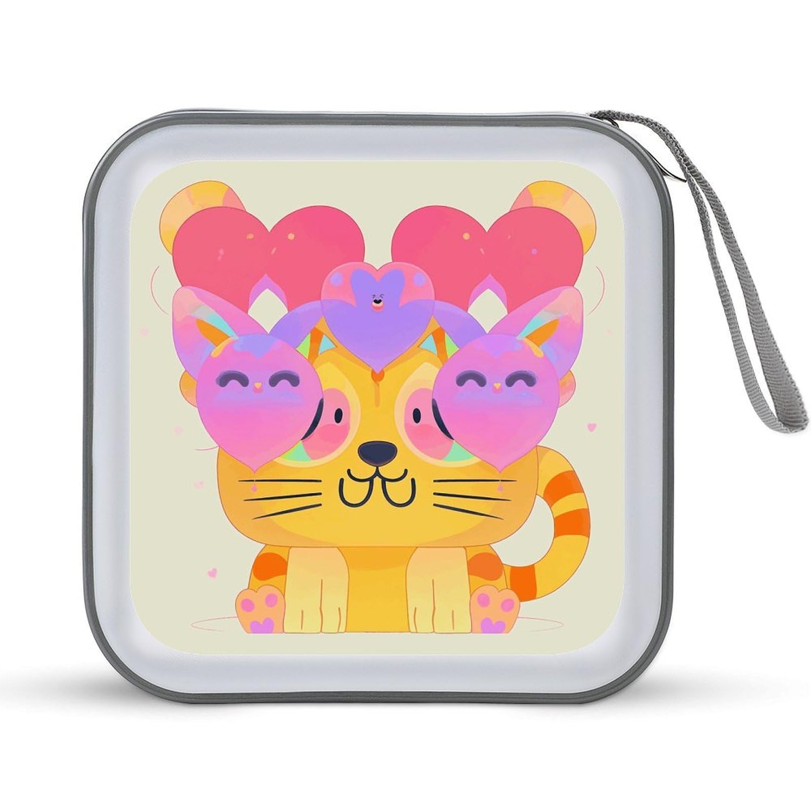 Étui CD/DVD 40 compartiments en plastique avec fermeture éclair motif chaton mignon
