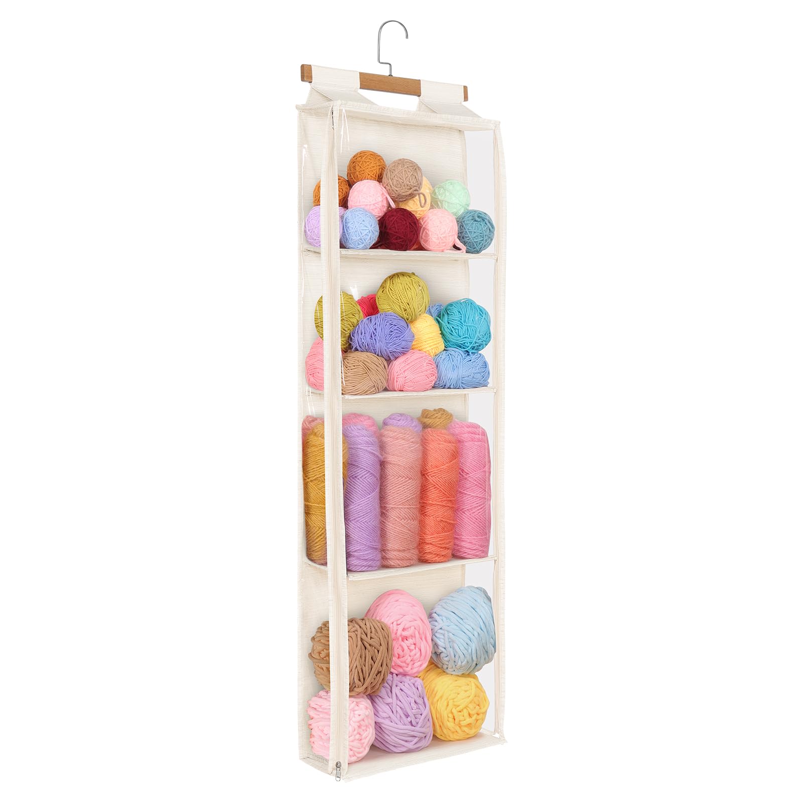 Syeeiex Hanging Yarn Storage Organiser with 4 Pockets