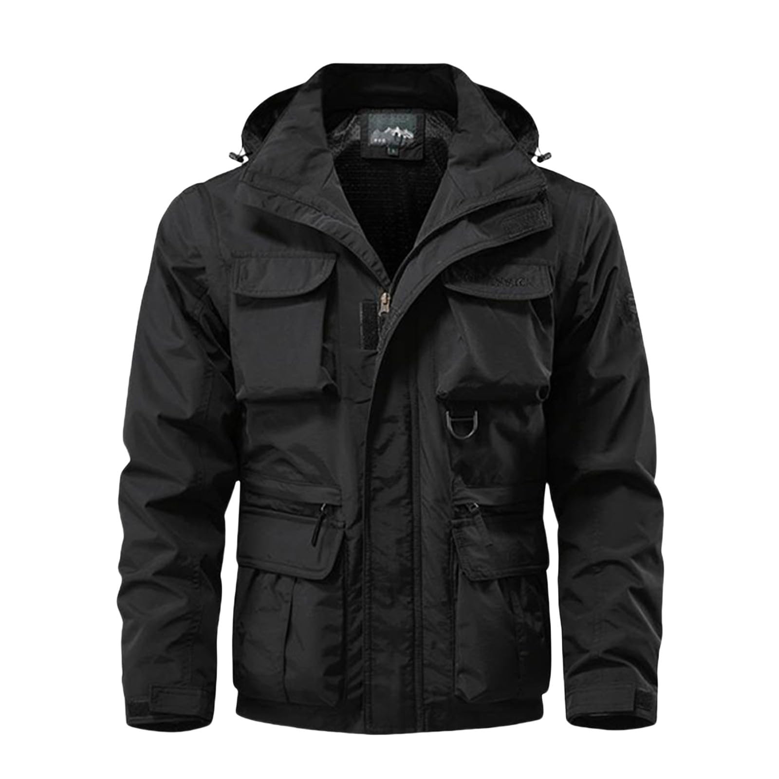 Giacca Leggera Militare Uomo - Cargo Army Windbreaker con Cerniera Frontale, Colletto Alto in Cotone, Giacca con Multi-Tasche