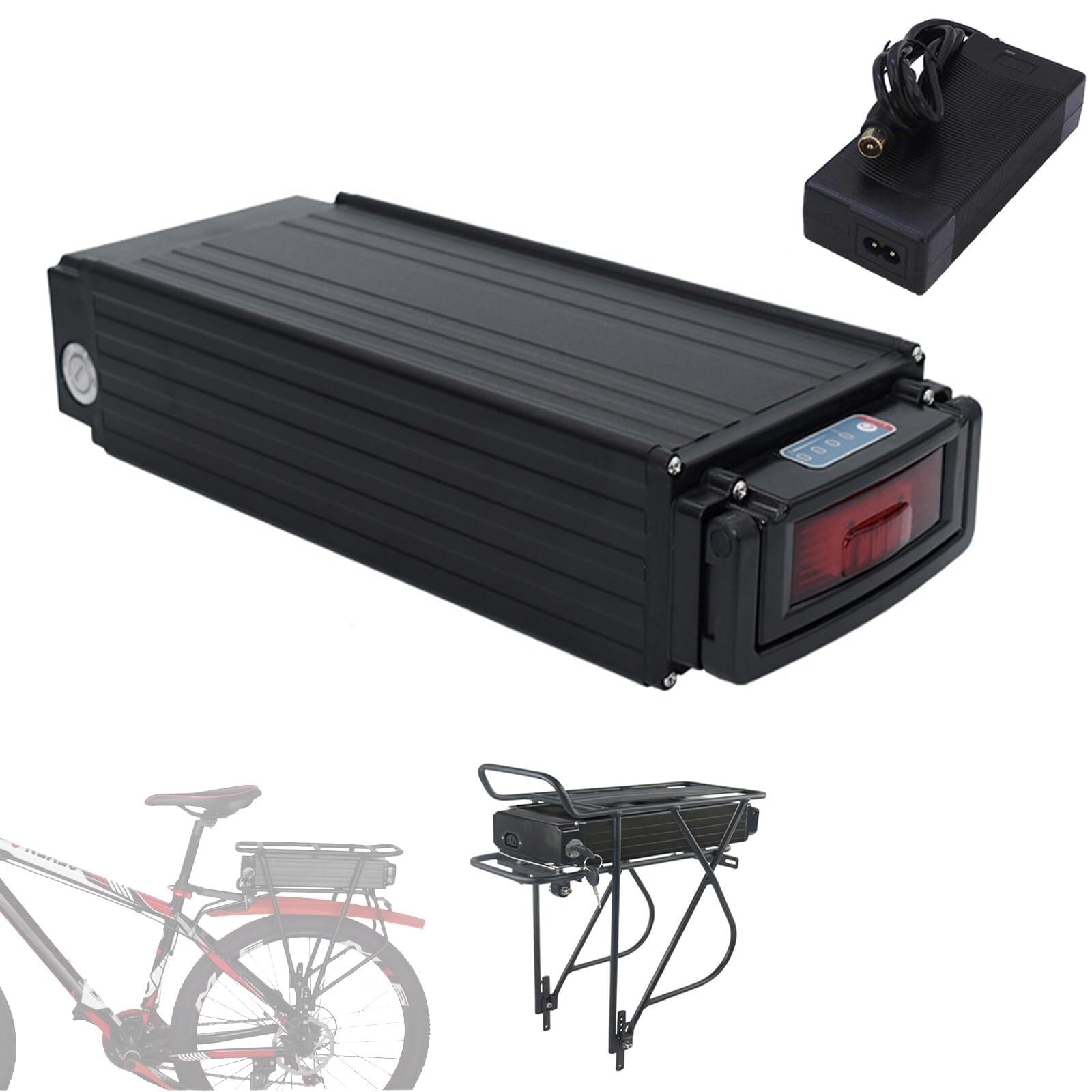 48V 20Ah 25Ah 30Ah Rear Rack Ebike Battery 48V,Anderson Plug,Lithium Ion Battery Portable Rear Carrier Battery for 0-1500W Electric Bicycle Motor Conversion Kit(48v30ah)