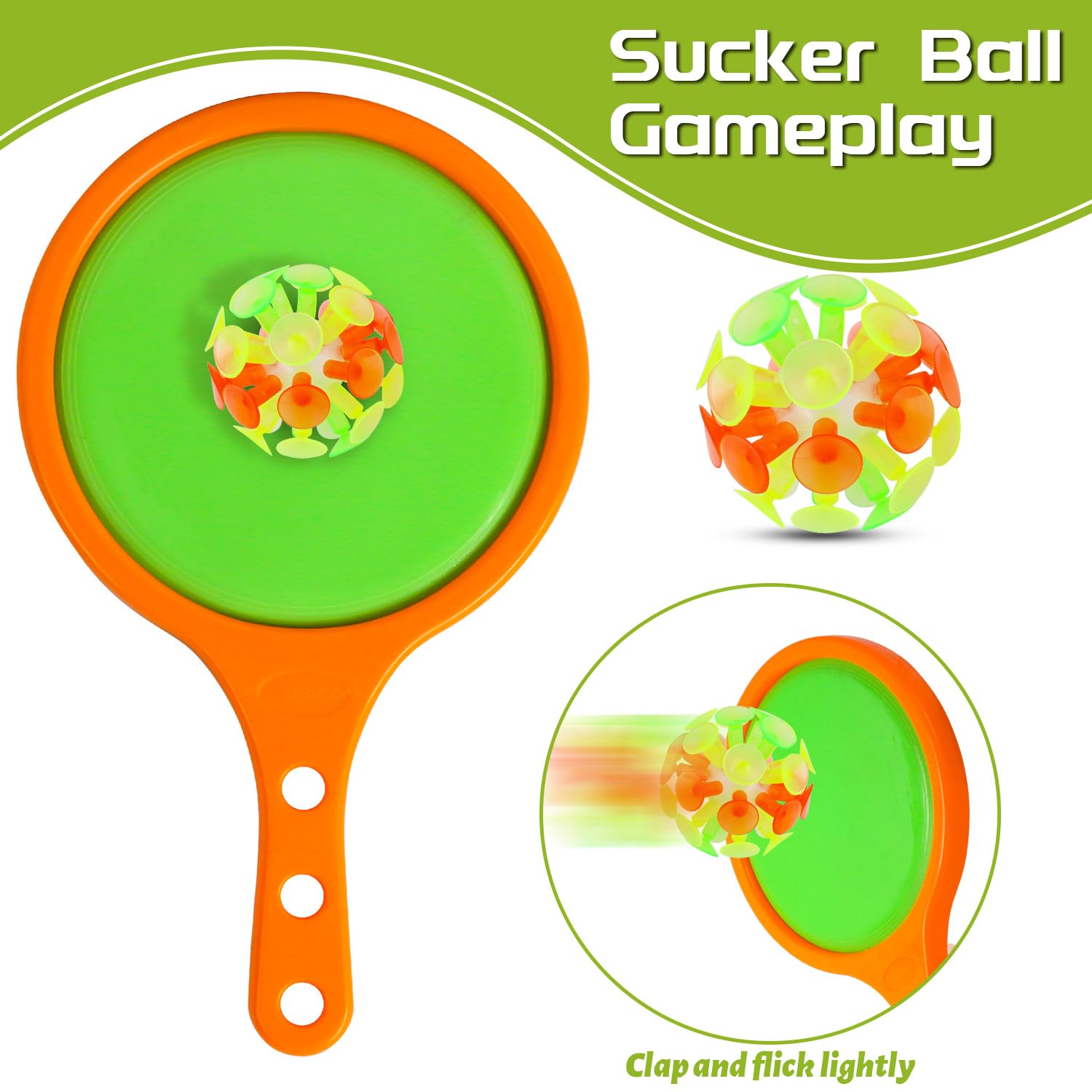 Dncvb Toss and Catch Game Set Sticky Bat and Ball Bat Ball Game with Sticky & Suction ball Outdoor Toys Beach Games Activities for Kids Ideal for Family Gathering - Image 4