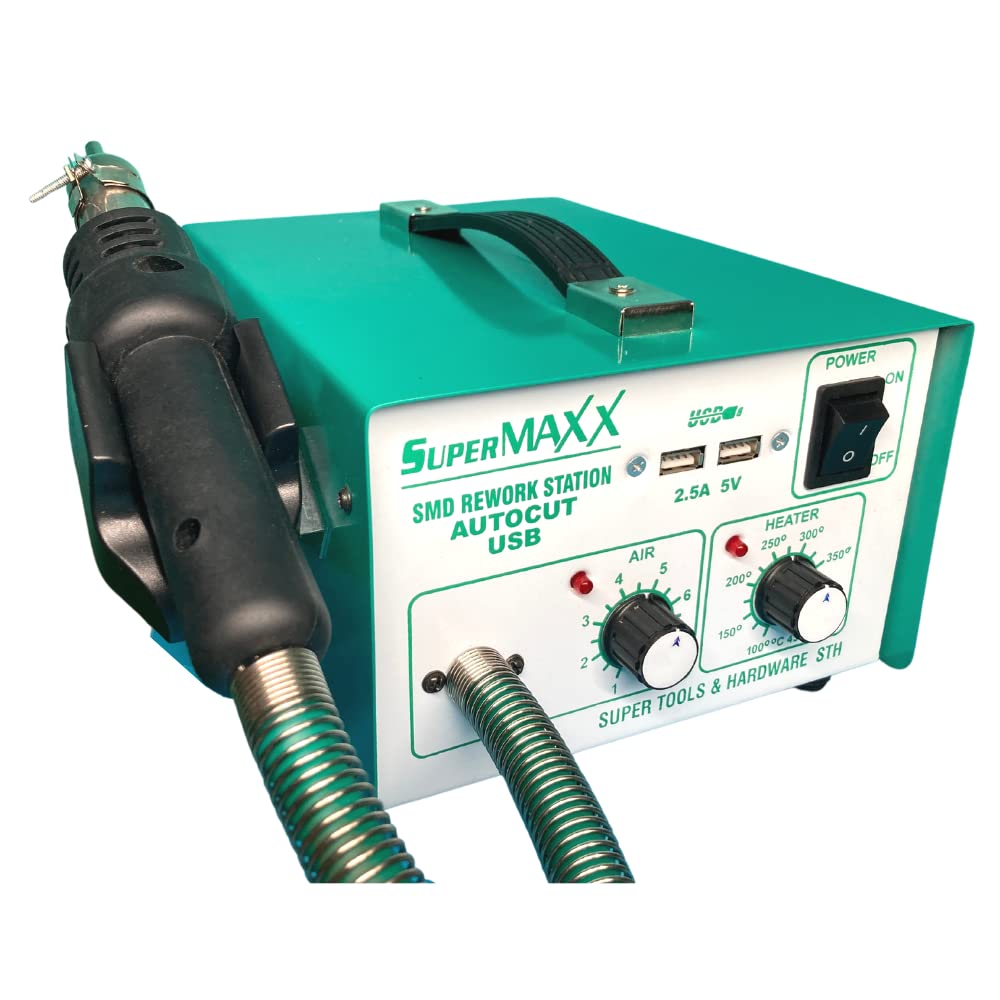 Buy SUPER MAXX Auto Cut HotAir smd rework station With 3 nozzles 100°C