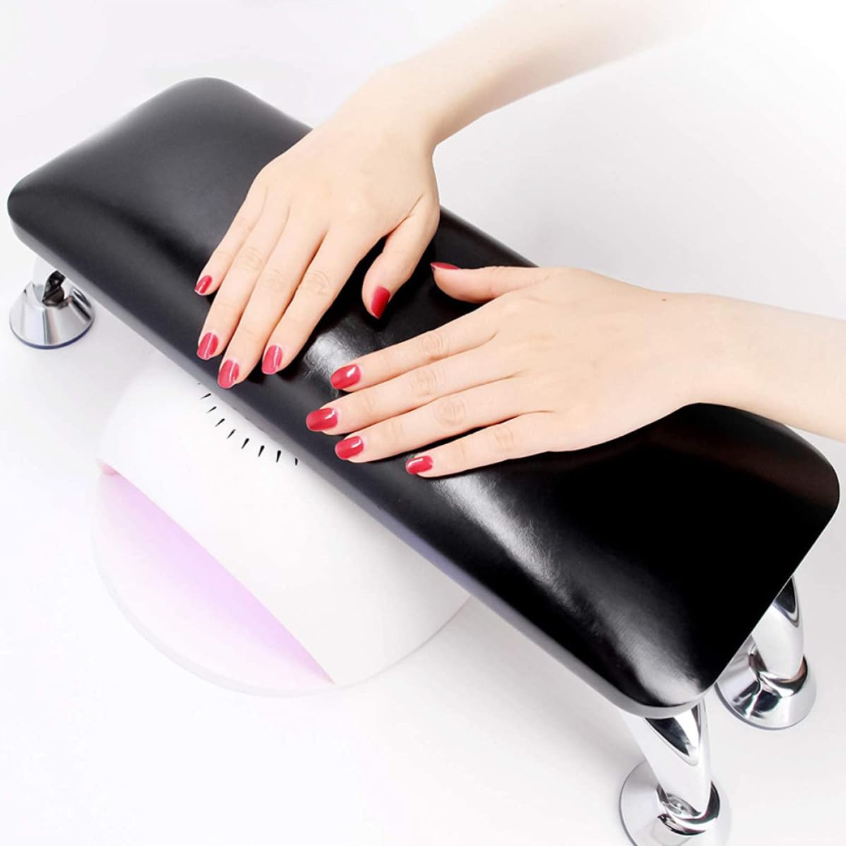 Cuscino Poggiamani Accessorio Pratico per Manicure Nero in Microfibra che Protegge Piano da Polvere per Unghie per Uso Personale Art