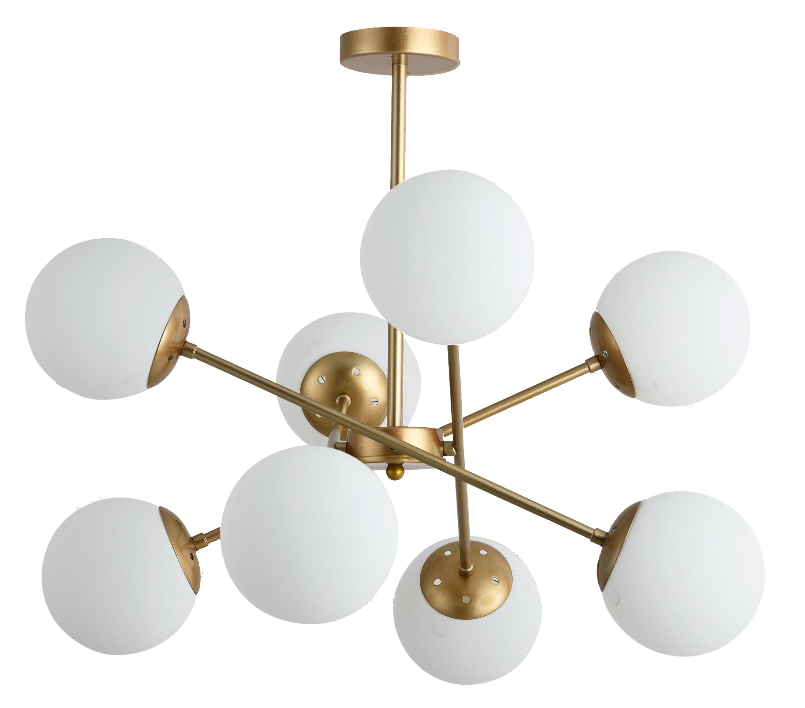 Tekled Opal And Gold Gold Sputnik Metal Opal Globe Glass Modern Ceiling Light E27 Fittings - 8 Lamp
