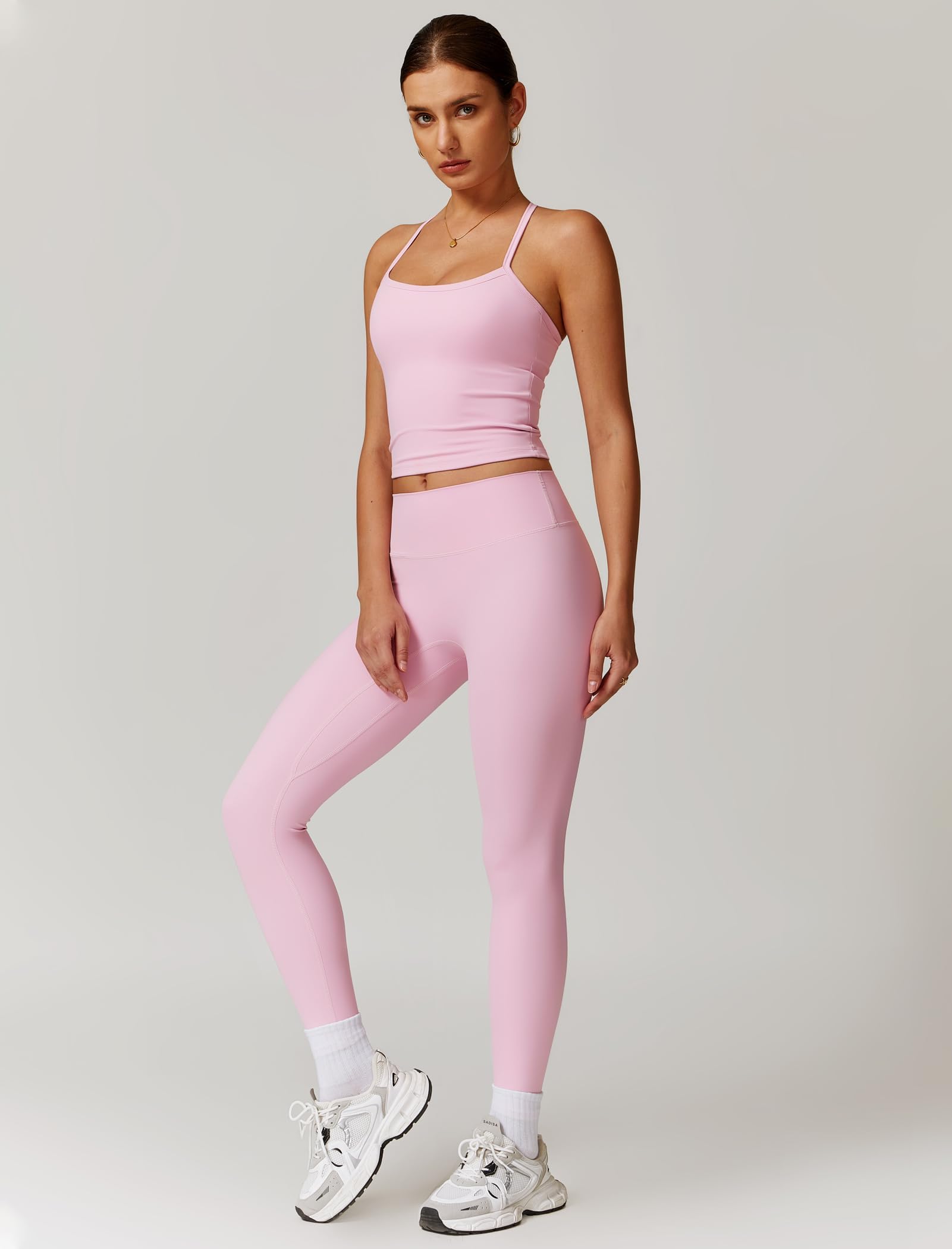 Womens Workout Sets Two Piece Cross Back Tank Top Matching | INDIA - View #10