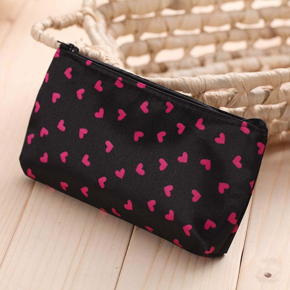 Red Outdoor Travel Storage Cosmetic Bag,Heart Dot Print Toiletry Wash Organize Multifunctional Makeup Bag,Portable Travel Cosmetic Bag Makeup Case - Image 3