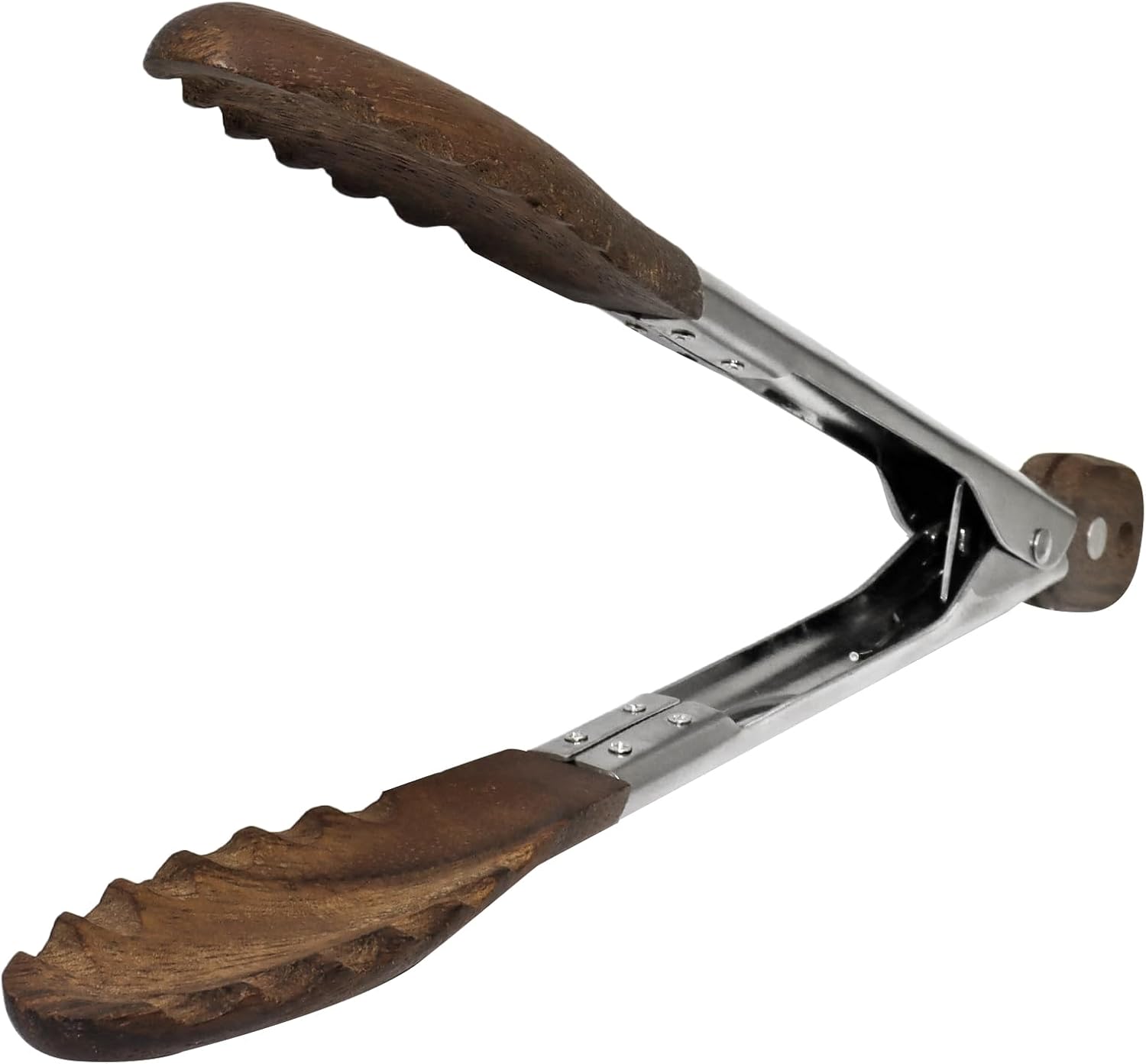 Biaungdo Walnut Wood Kitchen Tong 9 Inch with Pull Lock for Grilling Serving