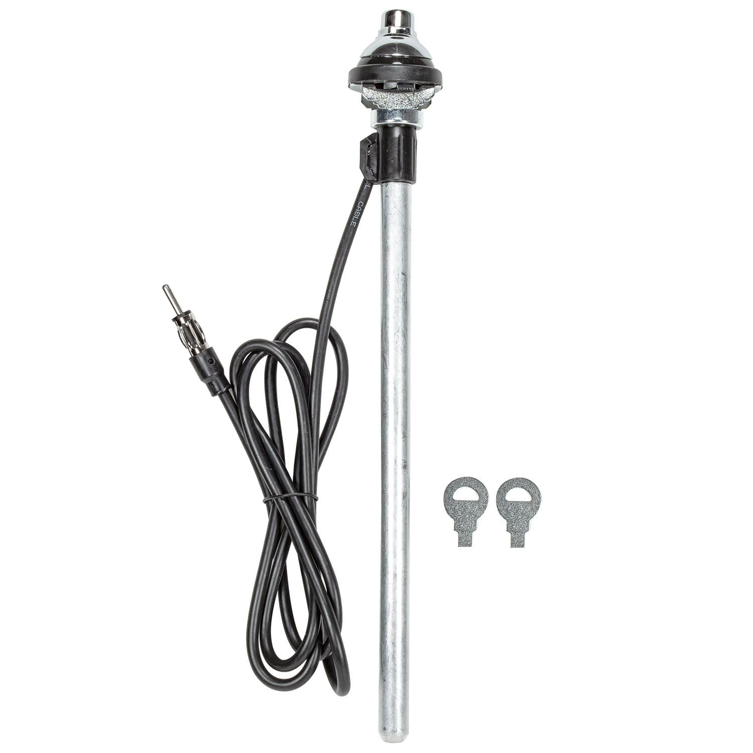 tomzz Audio 1000-014 Guardabarros Universal Cable telescópico de Cabeza Grande Enchufe DIN Aspecto de Acero Inoxidable