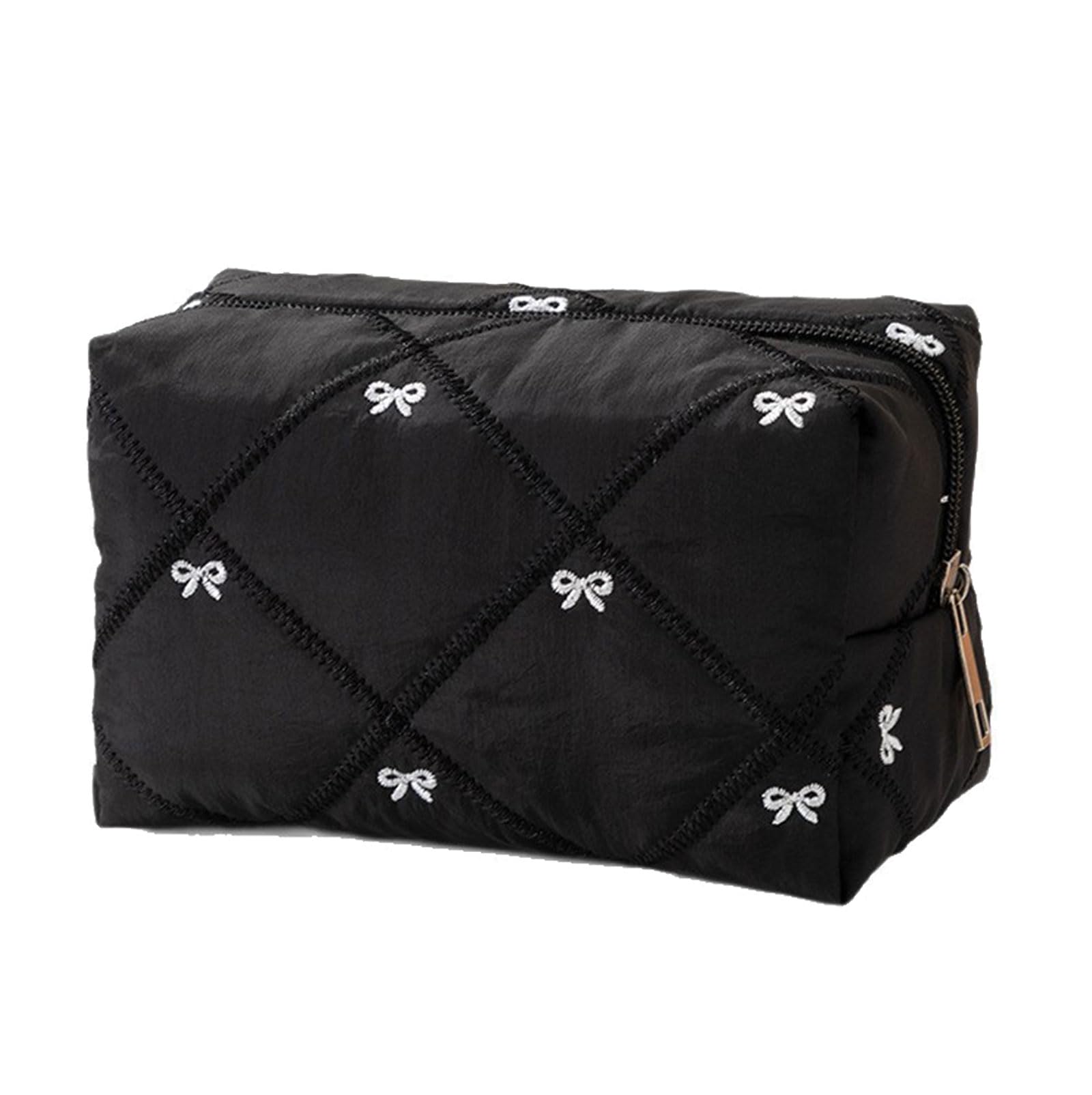 LUCKGONI Spacious Waterproof Polyester Travel Toiletry Bag Featuring Elegant Bowknot Quilting and Multiple Compartments