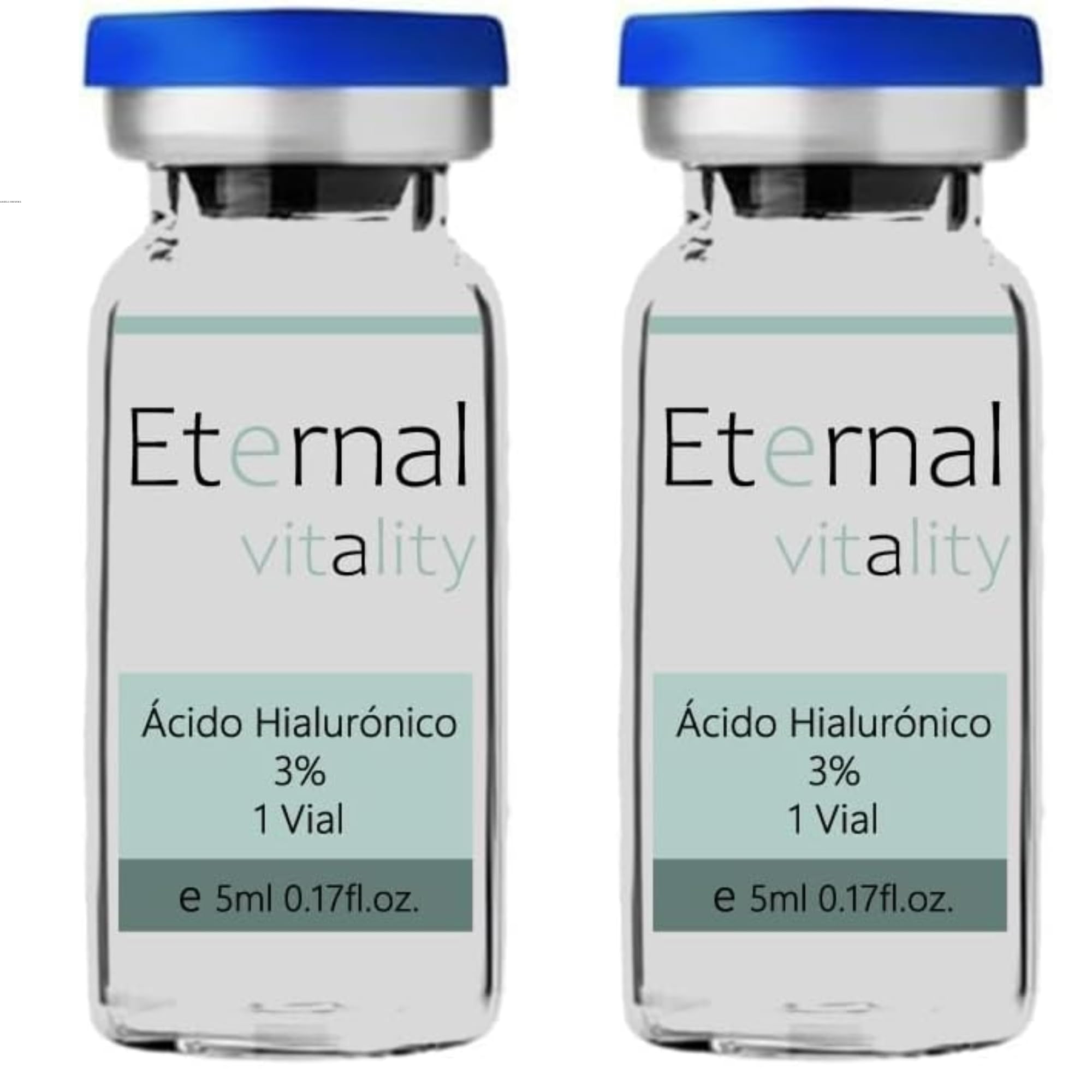 Vial Ácido Hialurónico 3%, Hidratación - Efecto Rellenador de Arrugas - Solución Estéril con Alta Concentración de Ácido Hialurónico - Pack 2 Vial x 5ml