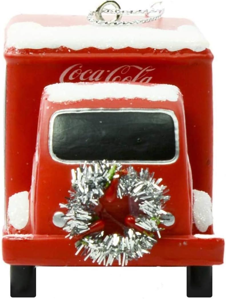 Kurt Adler Coca-Cola Truck With Silver Wreath Christmas Ornament - Image 4