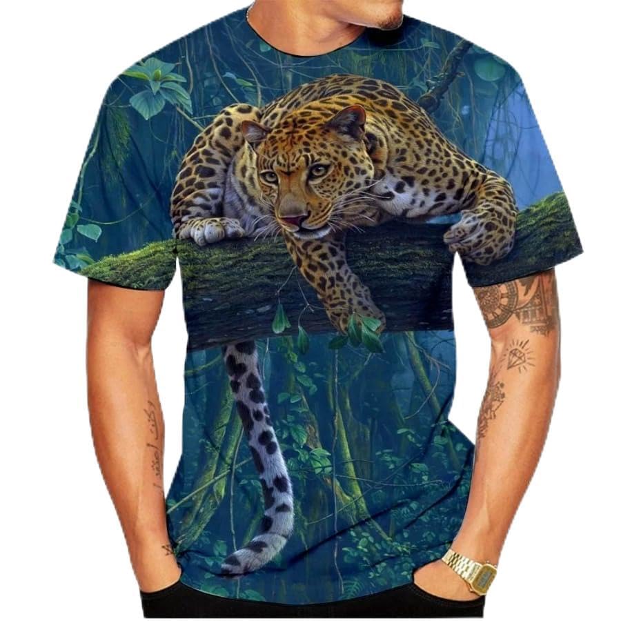 Men/Women 3D T Shirt Animal Short Sleeves Casual Leopard Print Tees Funny Tops