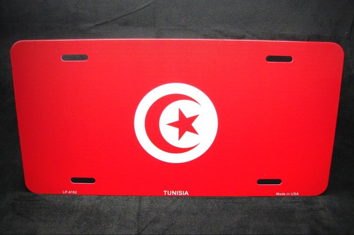 Tunisia Flag Metal Novelty License Plate Tag for Cars Flag of Tunisia for Home/Man Cave Decor by PrettyMerchant
