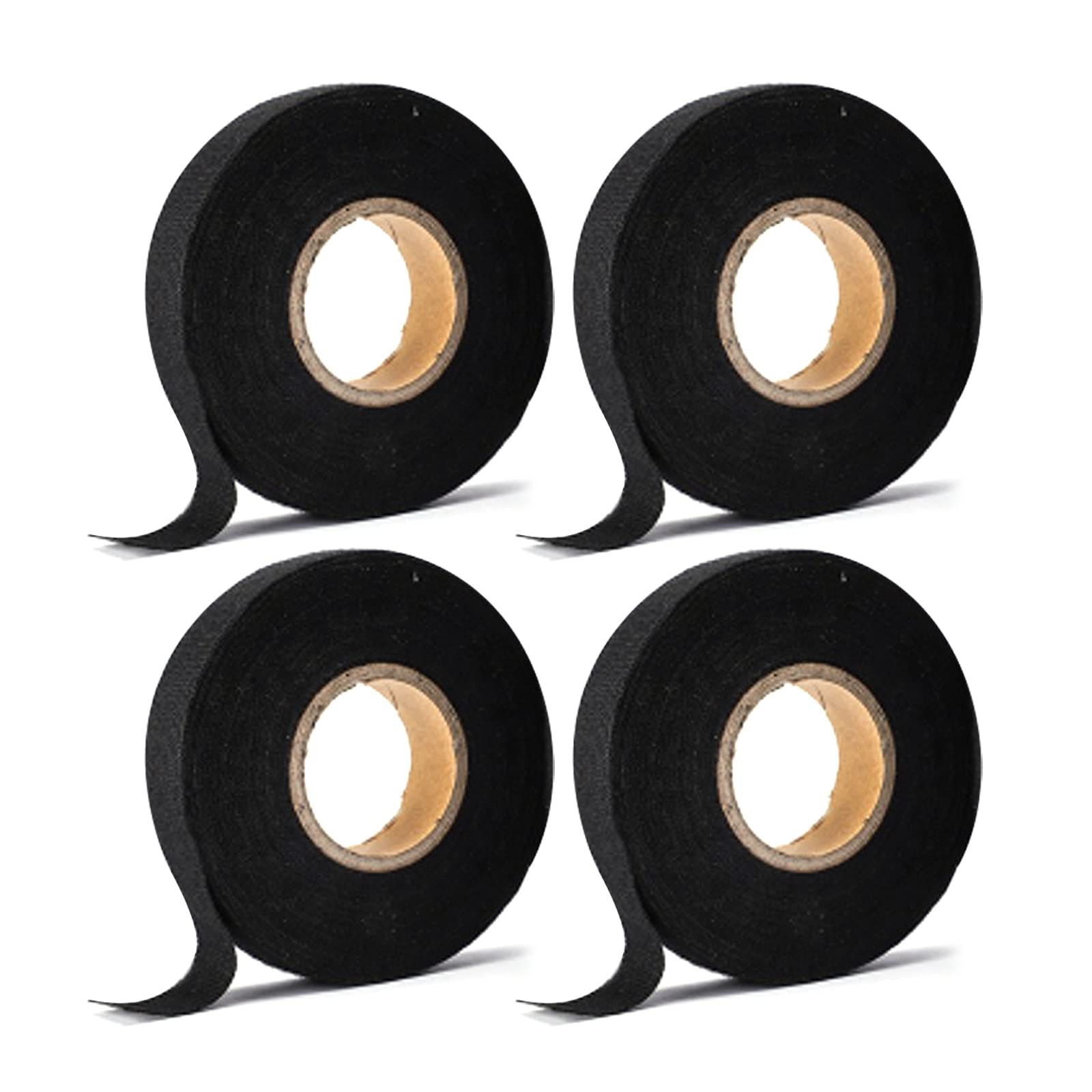 Nastro Tessuto Non 4 Pezzi Nastro Tessuto Nero Auto Nastro Isolamento, Nastro Cablaggio Automotive Nastro Elettrico, Nastro Antiscivolo per Casa, Auto Moto (19mm x 20m)