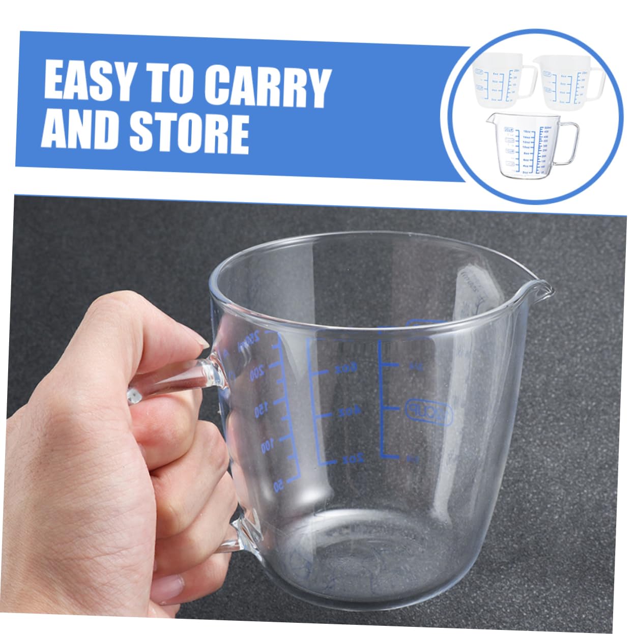 3 Pièces Tasses à Mesurer Verre Verre Borosilicaté avec Graduation pour Mesurer et Espresso et Pratique