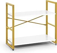 Vista 8 de CAPHAUS Estantería pequeña de 2 niveles, estante de pie de 24 pulgadas de ancho, organizador de almacenamiento de estantes, estantes industriales