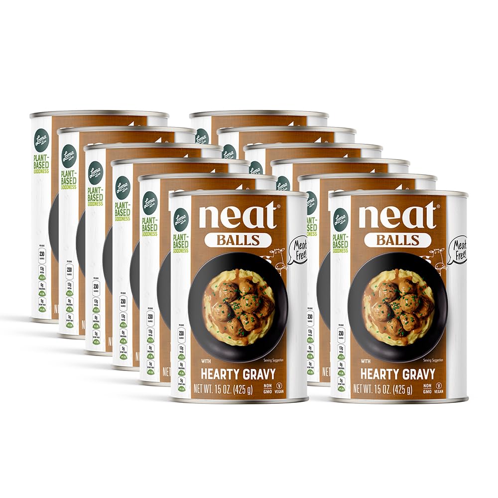 Vegan Meatballs Plant Based Protein - Loma Linda Meatless Italian Style Meatballs in Hearty Gravy, High Protein Meat Alternative, Vegetarian Ready-to-Eat Meal, Non-GMO, Shelf-Stable (12-Pack)