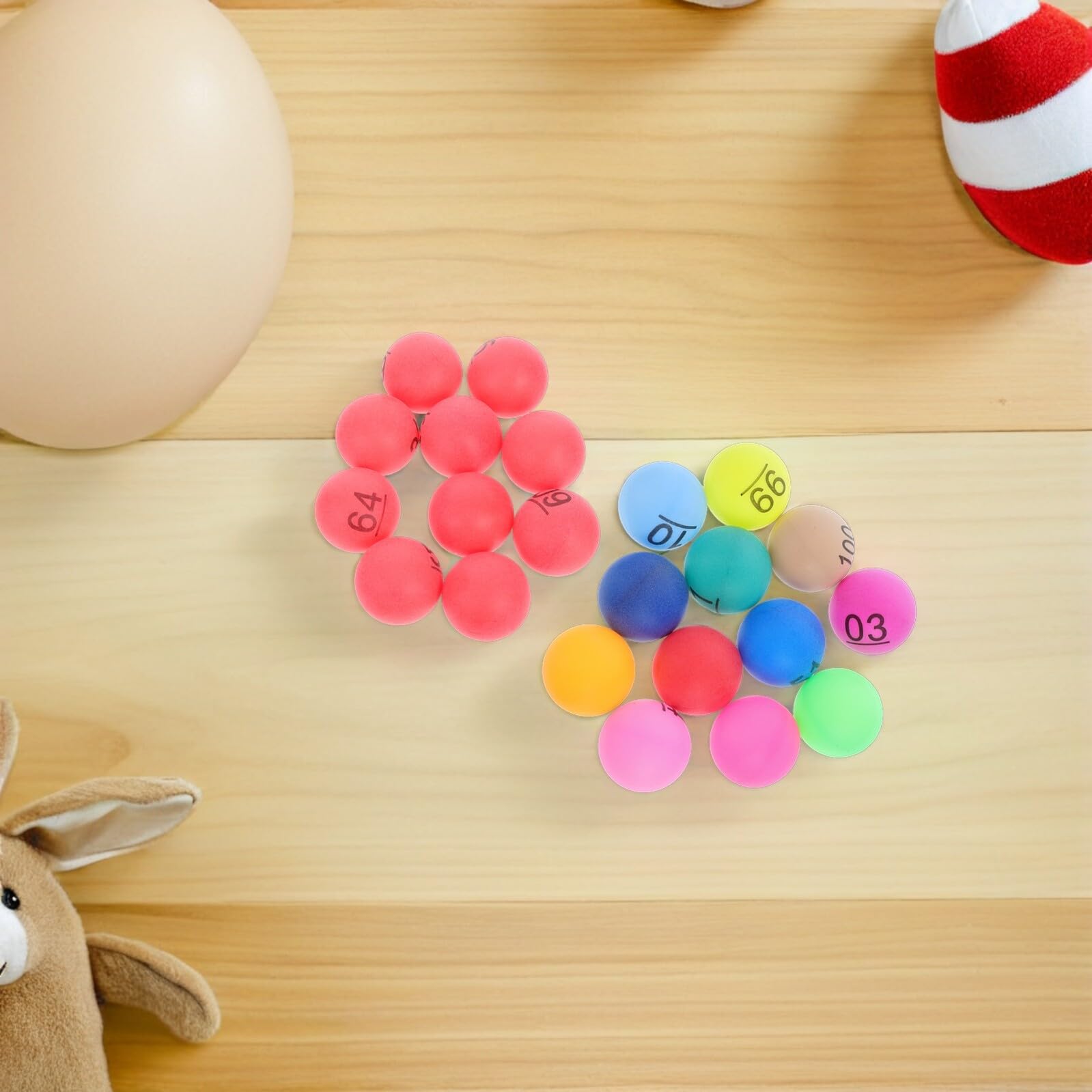 Hohopeti Bolas de Bingo de Plástico PP, 100 Piezas Numeradas del 1 al 100, Tombola, Ligeras Rebabas para Actividades Familiares Color Aleatorio