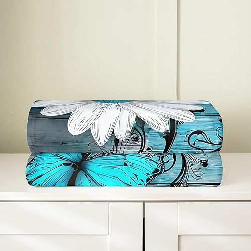 Miniatura 4 de Erosebridal Manta de mariposa para niñas, adolescentes y mujeres, manta de forro polar con flores rústicas, tamaño individual de 60 x 80 pulgadas,