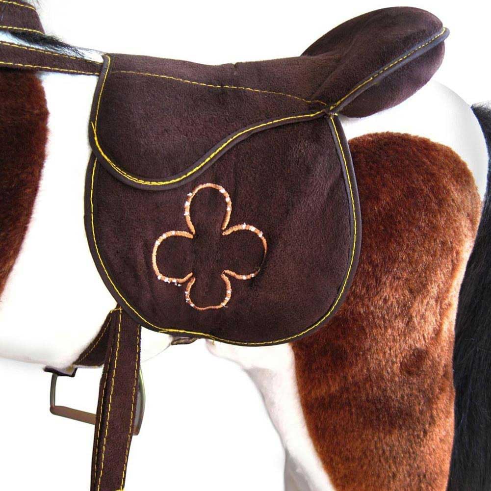 BAKAJI Cavallo a Dondolo per Bambini con Suoni Realistici, Animale che Nitrisce e Muover la Bocca, Pony Marrone e Bianco con Struttura in Legno e Rivestimento in Morbido Tessuto, Gioco Idea Regalo