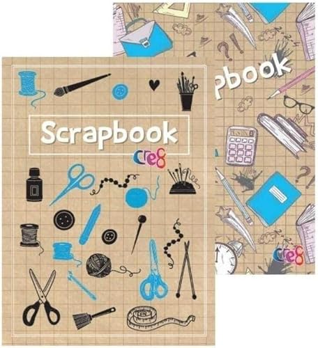 Image of Sixstore A4 Scrapbook Pack of 2 Assorted Fun School Craft Gift 56 Pages Each Drawing Pad - Ideal for Children - Art Craft Office Scrapbook, 2 Book Supply